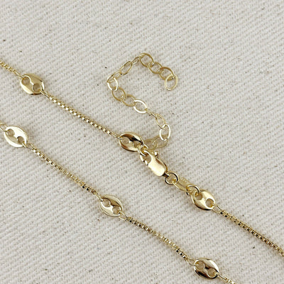 18k Gold Filled Fancy Box Chain Necklace