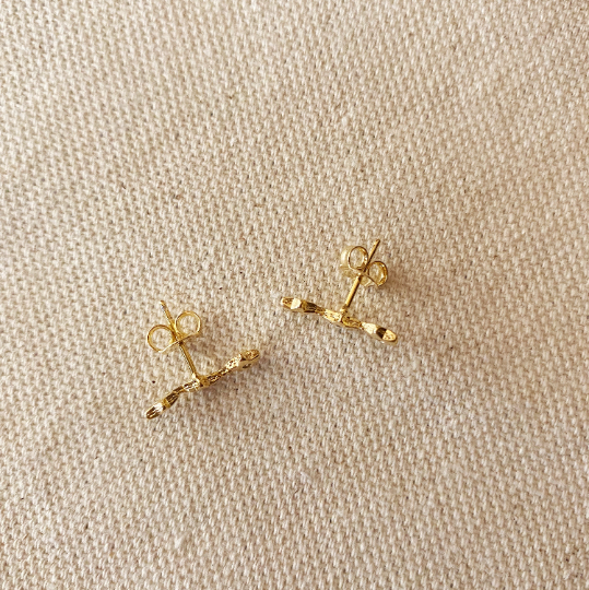 18k Gold Filled Three Stars Ear Climber Style Earrings - Beloved Boutique 