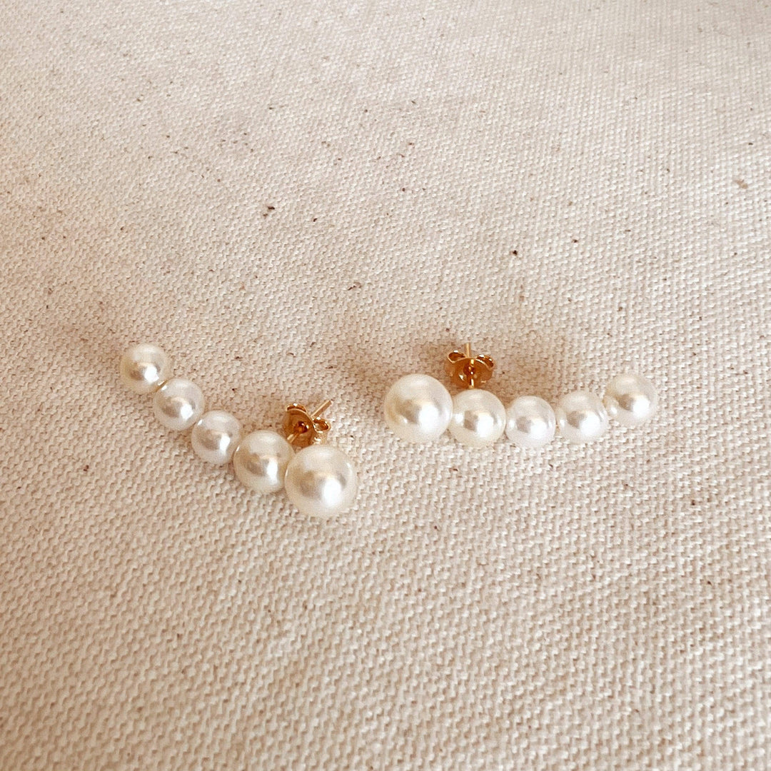 18k Gold Filled Pearl Ear Climber - Beloved Boutique 