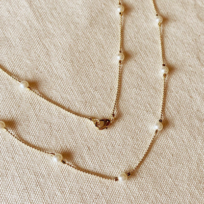 18k Gold Filled Long Wrap Around Pearl Necklace GoldFi