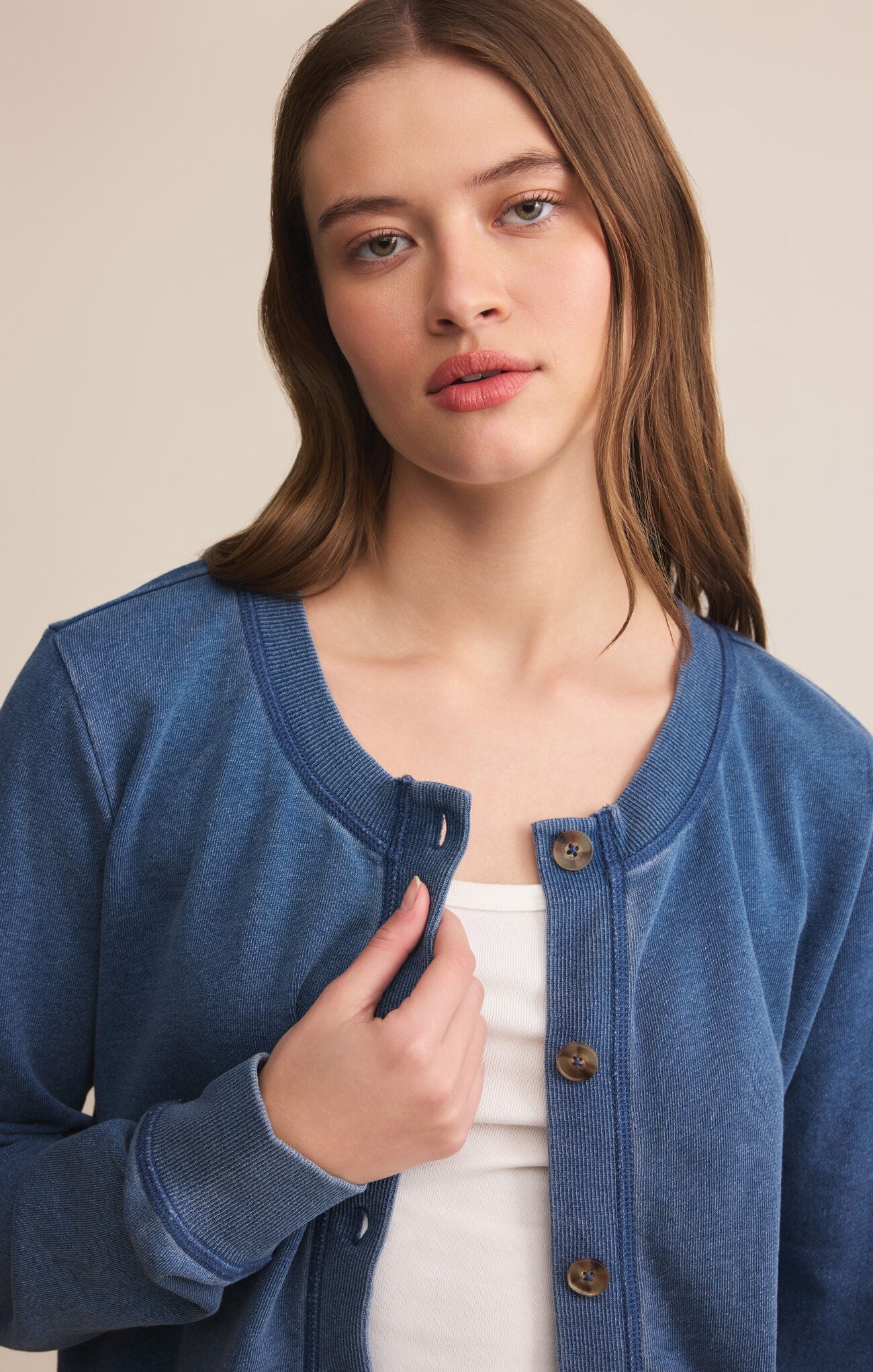 Daily Knit Denim Cardigan