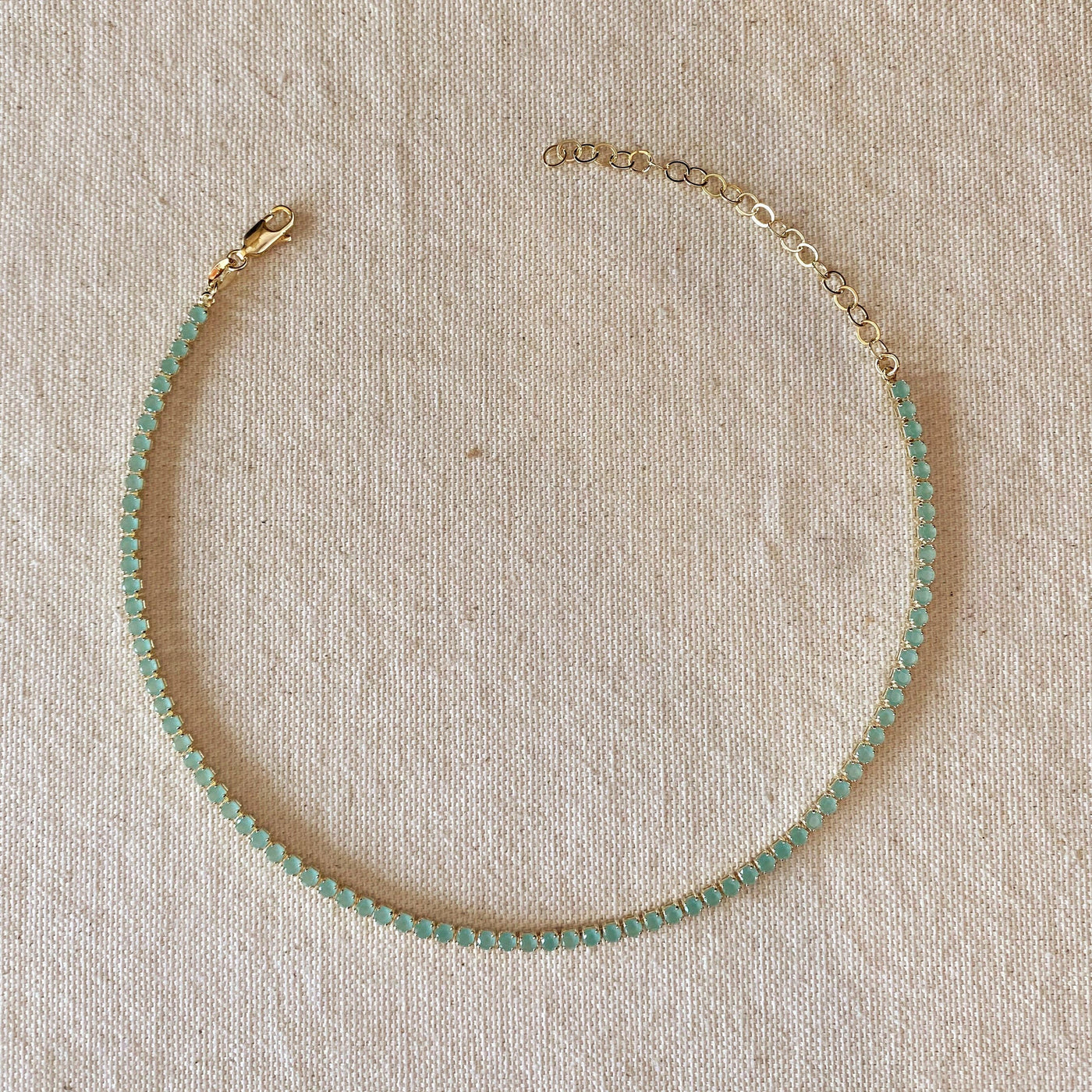 18k Gold Filled 3mm Mint Cubic Zirconia Necklace GoldFi