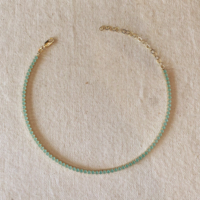18k Gold Filled 3mm Mint Cubic Zirconia Necklace GoldFi