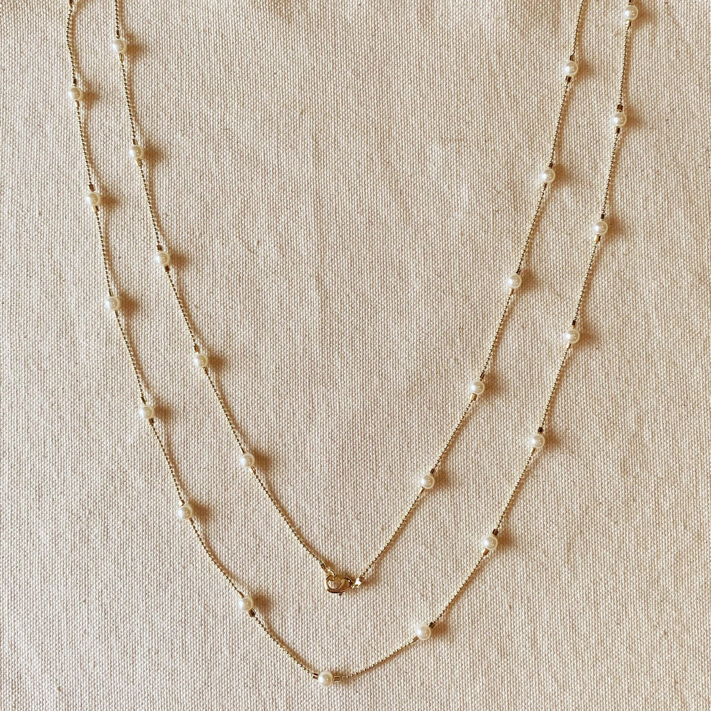 18k Gold Filled Long Wrap Around Pearl Necklace GoldFi