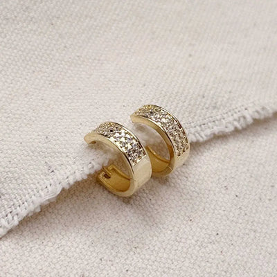 Wide CZ Clicker Hoop Earrings GoldFi