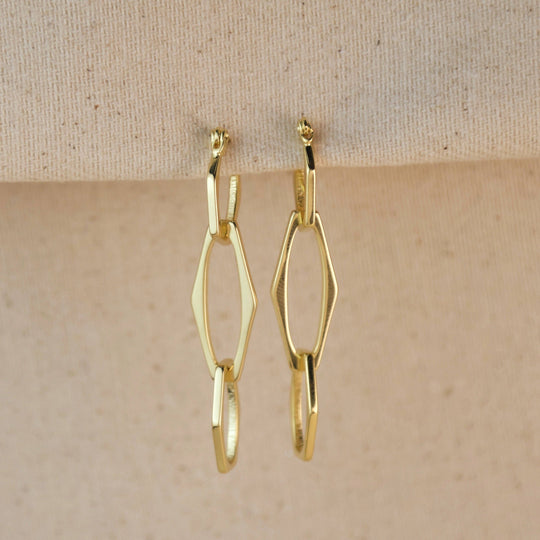 18k Gold Filled Geometric Dangle Earrings - Beloved Boutique 