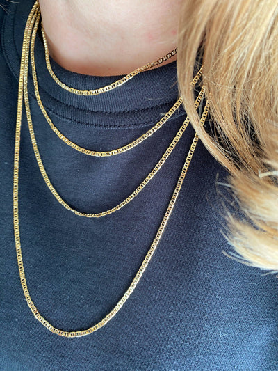 18k Gold Filled 2mm Flat Mariner Chain GoldFi