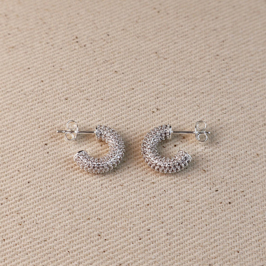 Iced Out C Hoop Earrings with Micro CZ Stones