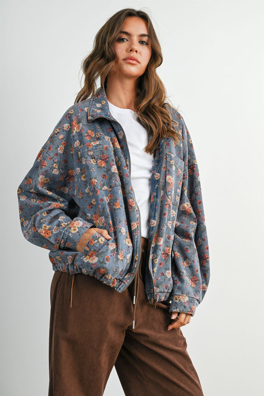 Marigold Floral Denim Jacket