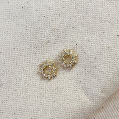 18k Gold Filled Round Spike CZ Stud Earrings GoldFi