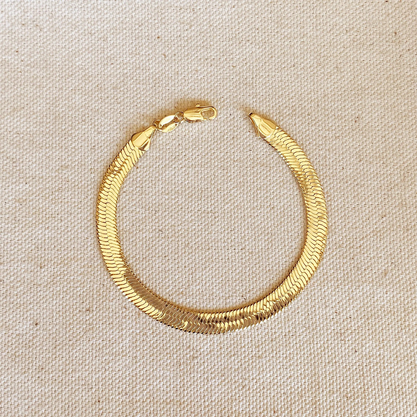 18k Gold Filled 6mm Herringbone Bracelet GoldFi