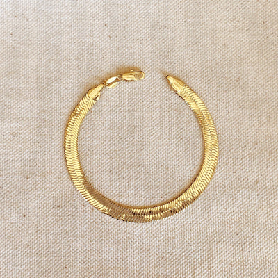 18k Gold Filled 6mm Herringbone Bracelet GoldFi