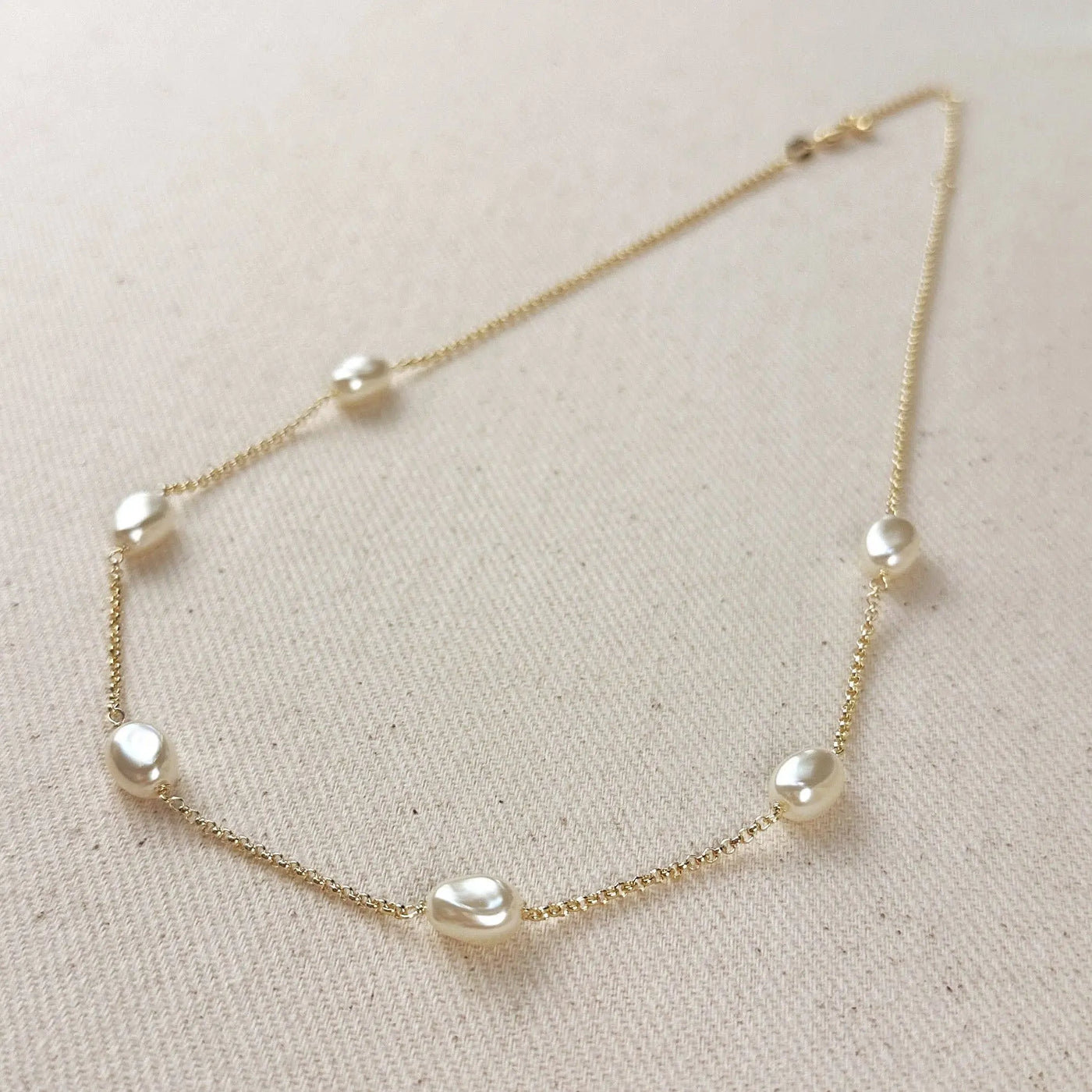 18k Gold Filled Spaced Baroque Pearls Necklace GoldFi