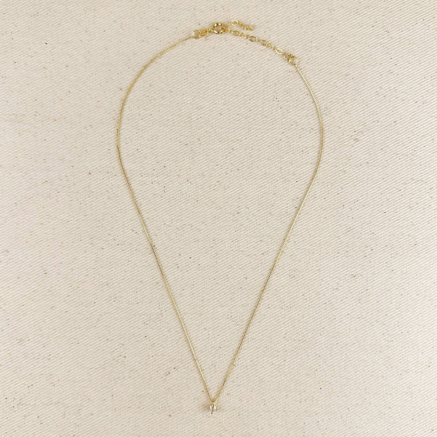 18k Gold Filled  Mini CZ Solitaire Necklace GoldFi