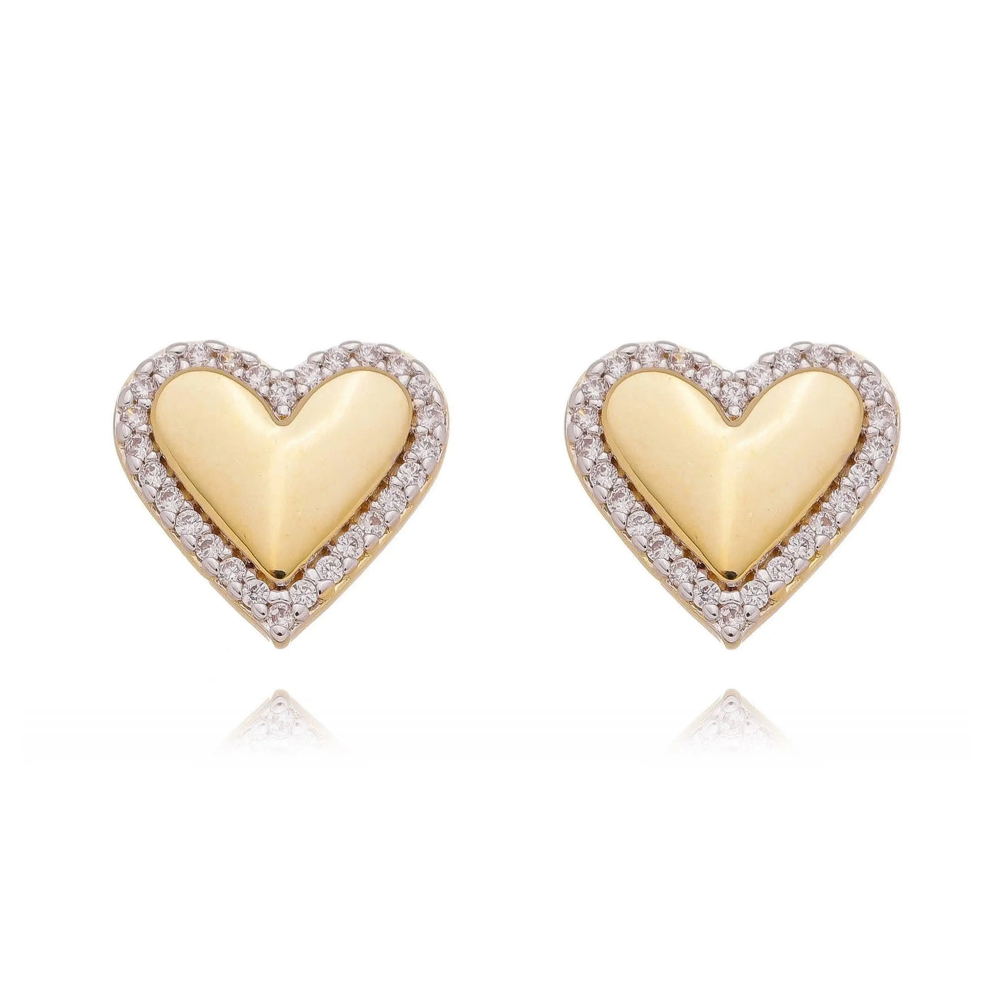 18k Gold Filled Pillow Heart Stud with Cubic Zirconia Stones Around GoldFi