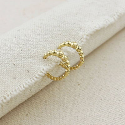 18k Gold Filled 15mm Gradient Beaded Clicker Hoop Earrings GoldFi