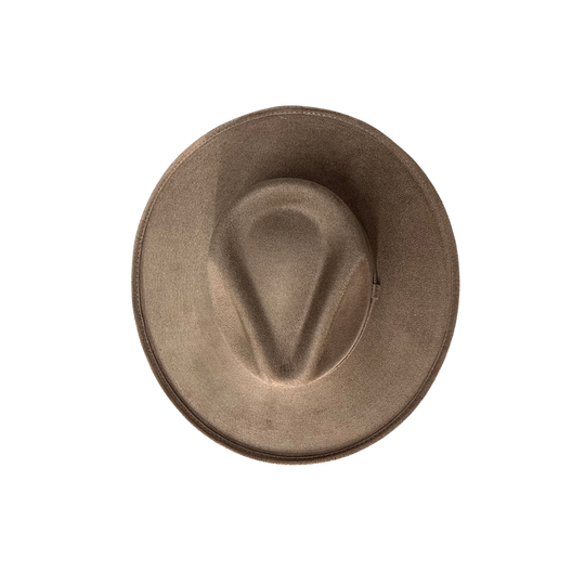 Vegan Pencil Curl Stiff Brim Fedora Hat: Dark Taupe
