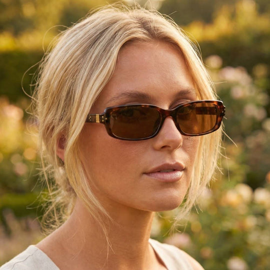 Slim Narrow Rectangle Triple Dot Detail Sunglasses - Beloved Boutique 