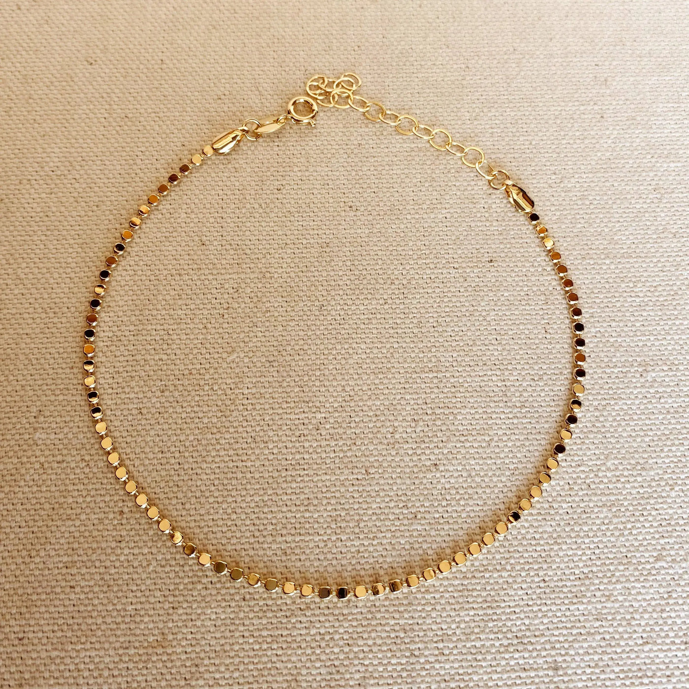 18k Gold Filled 2.0mm Flat Ball Chain Anklet GoldFi