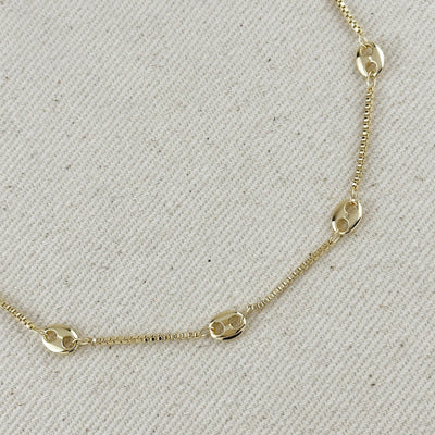 18k Gold Filled Fancy Box Chain Necklace