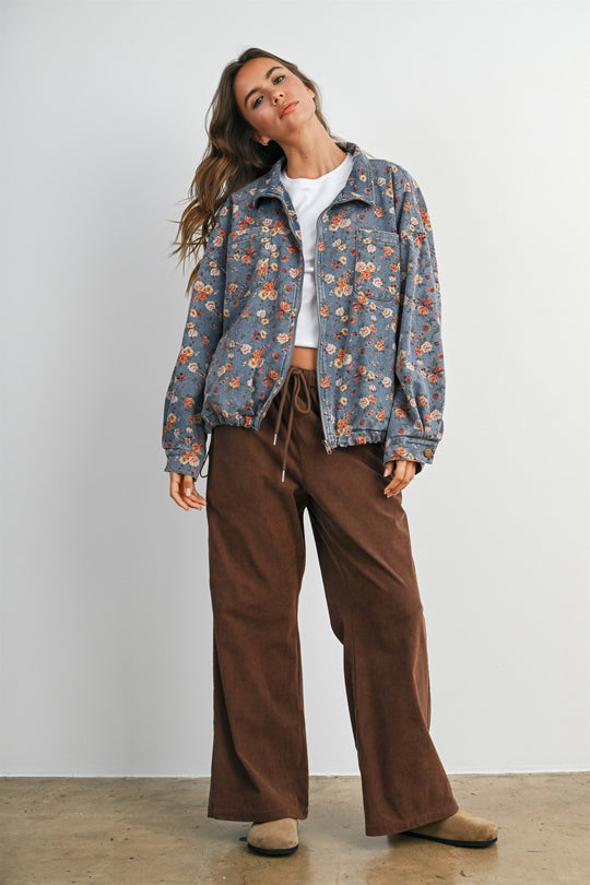 Marigold Floral Denim Jacket