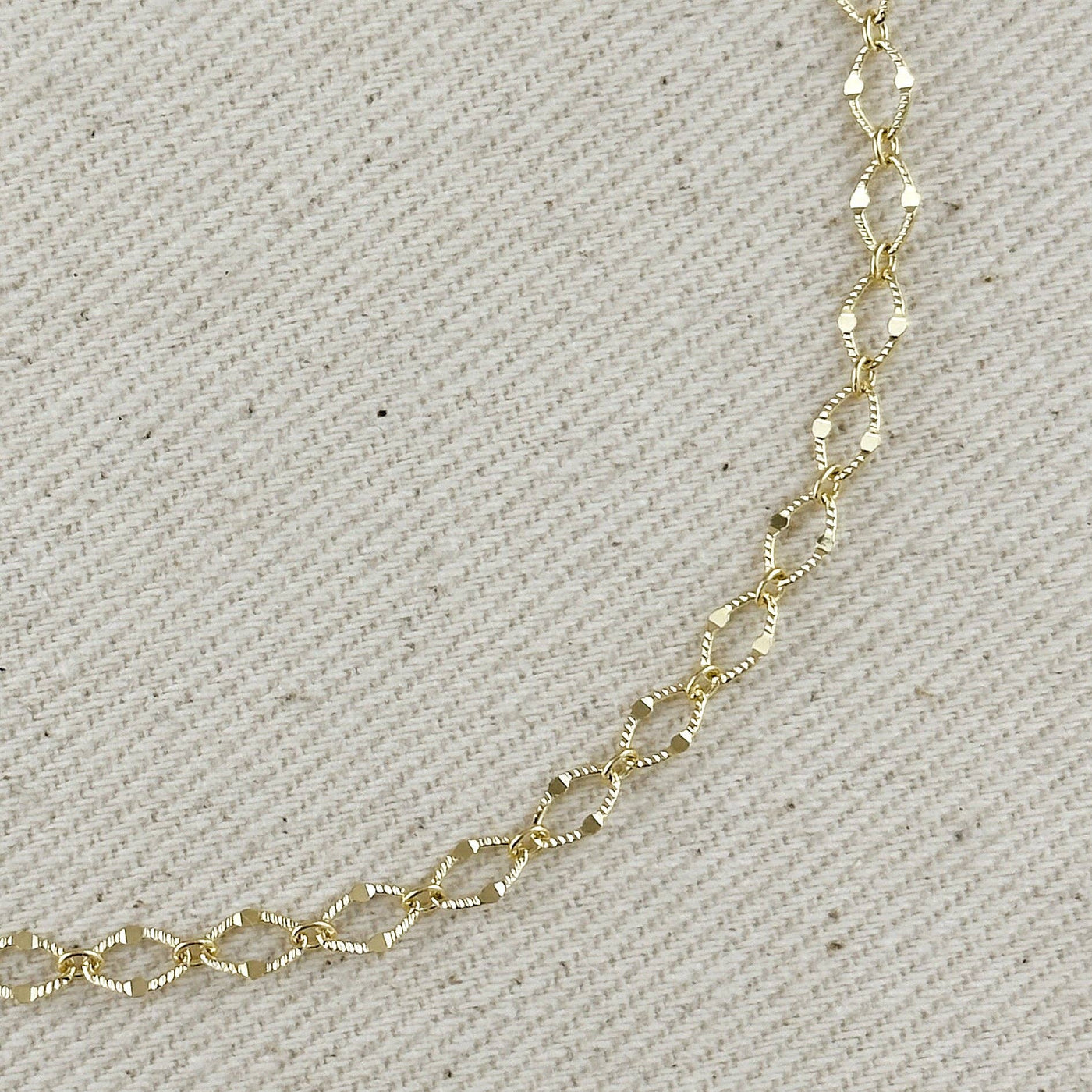 18k Gold Filled Diamond Cut Detailed Chain Necklace