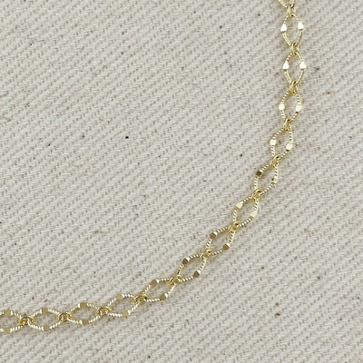 18k Gold Filled Diamond Cut Detailed Chain Necklace