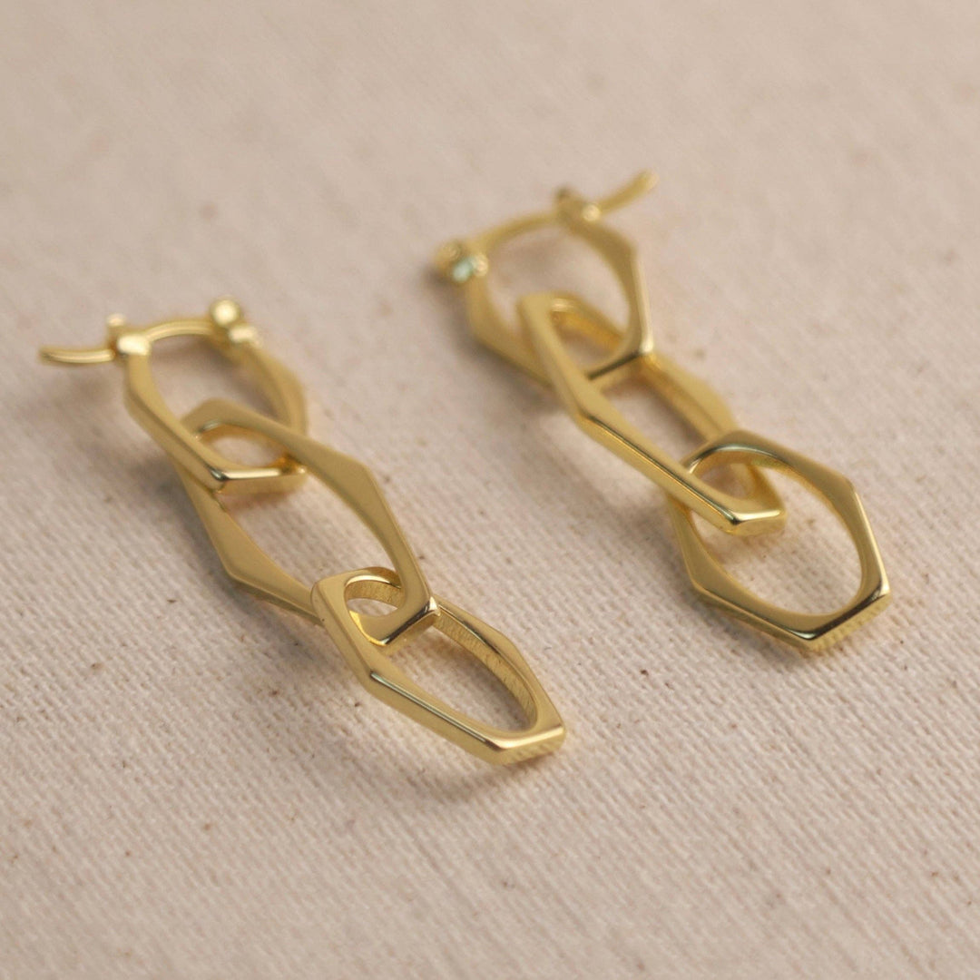 18k Gold Filled Geometric Dangle Earrings - Beloved Boutique 