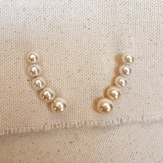 18k Gold Filled Pearl Ear Climber - Beloved Boutique 