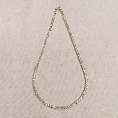 18k Gold Filled 3mm CZ Tennis Necklace GoldFi