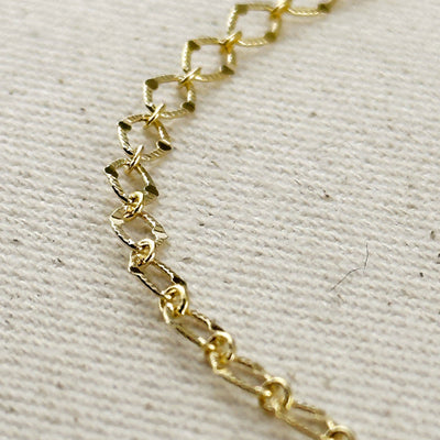 18k Gold Filled Diamond Cut Detailed Chain Necklace