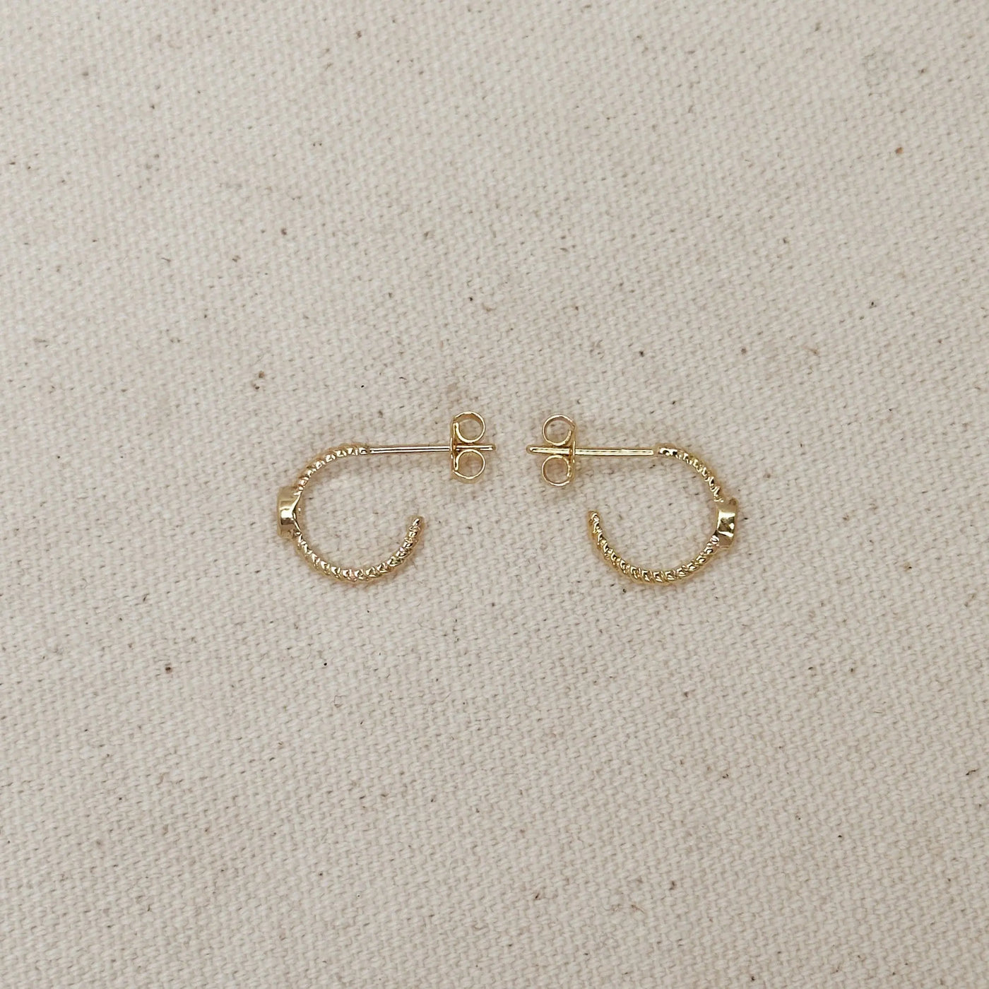 18k Gold Filled Mini CZ Eye C Hoop Earrings GoldFi