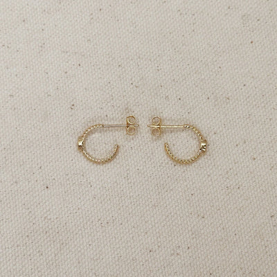 18k Gold Filled Mini CZ Eye C Hoop Earrings GoldFi