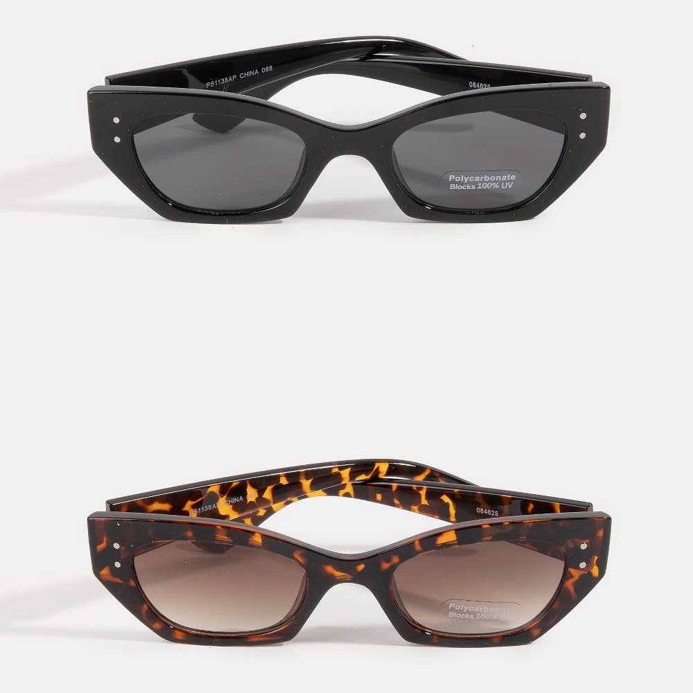Angular Cat Eye Rivet Detail Sunglasses Set - Beloved Boutique 