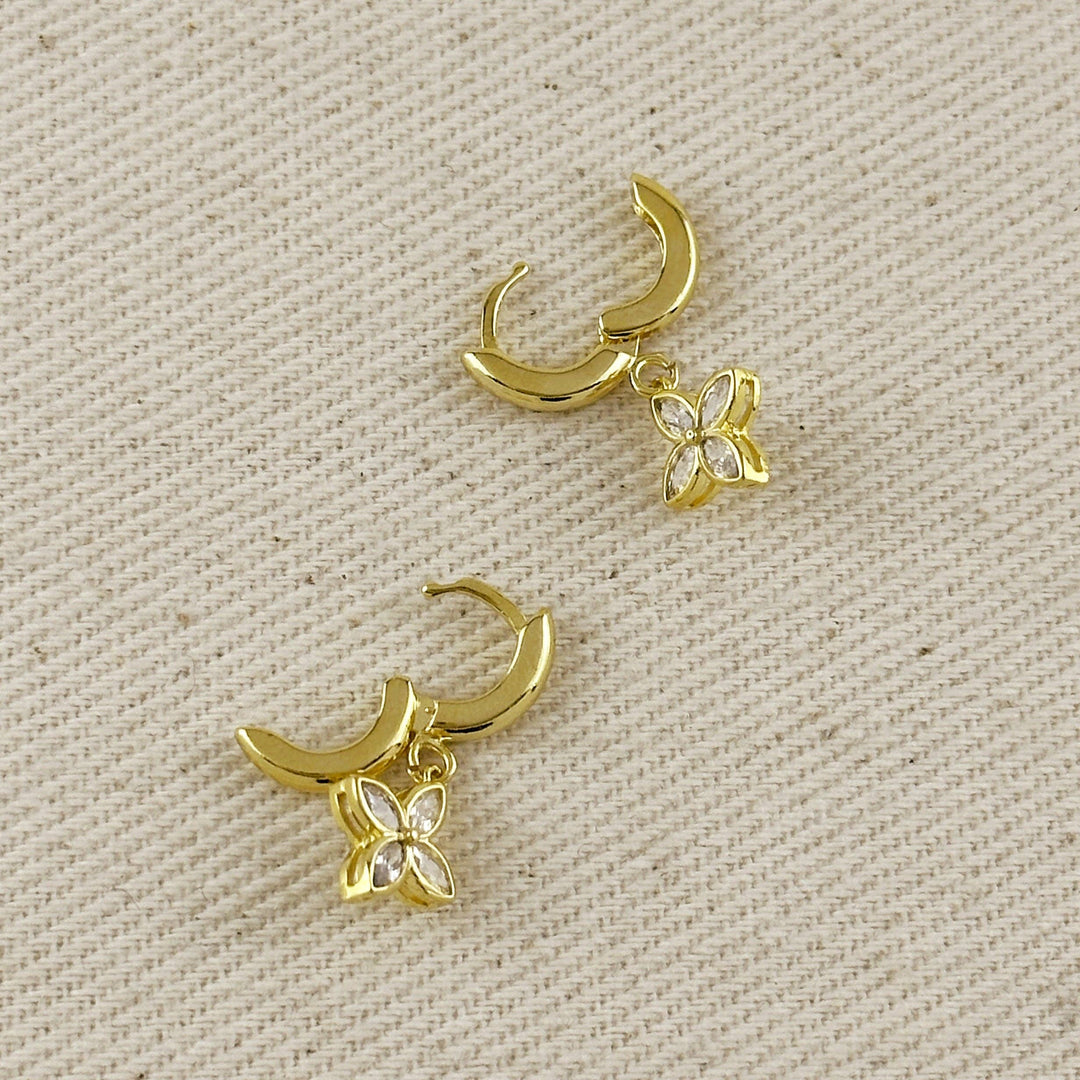 18k Gold Filled CZ Flower Hoop Earrings