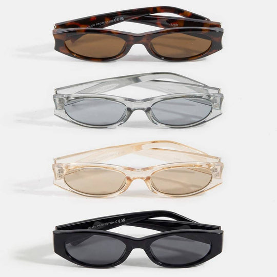Slim Oval Rectangle Retro Frame Sunglasses - Beloved Boutique 
