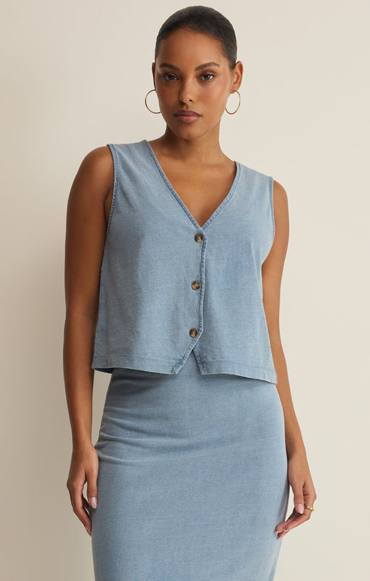 Noelle Jersey Denim Top