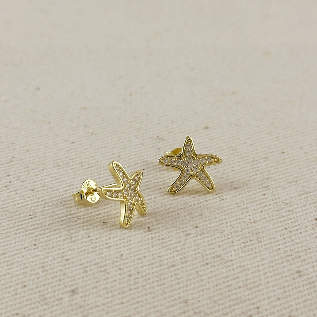 18k Gold Filled CZ Sea Star Stud Earrings - Beloved Boutique 