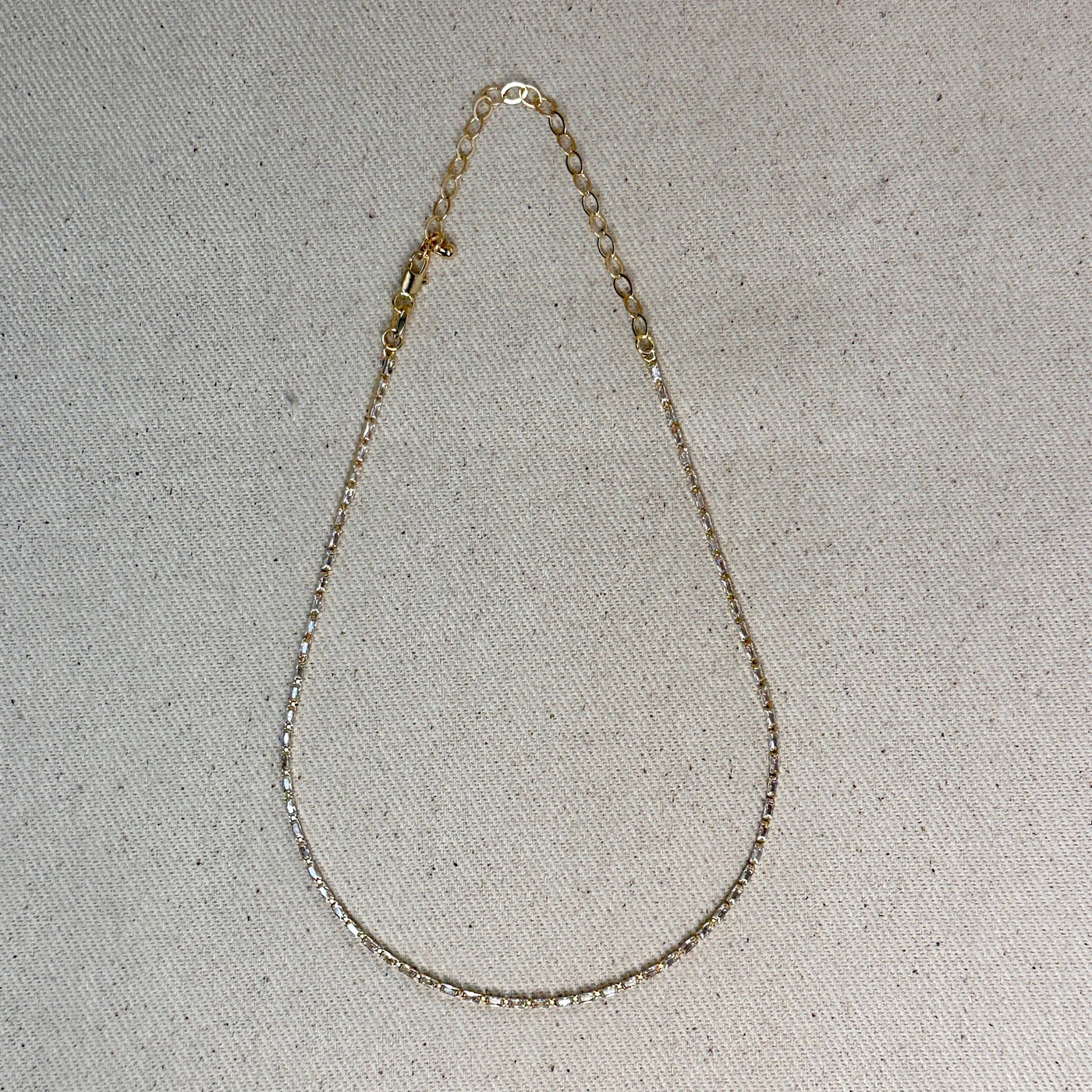 18k Gold Filled 1.5mm Baguette CZ Tennis Necklace GoldFi