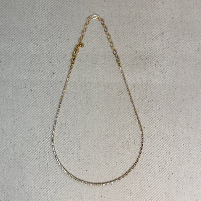 18k Gold Filled 1.5mm Baguette CZ Tennis Necklace GoldFi