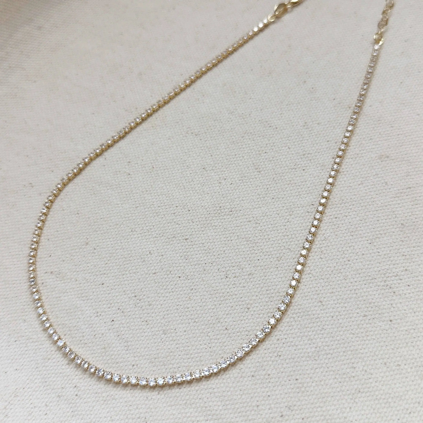 18k Gold Filled 2mm CZ Tennis Necklace GoldFi