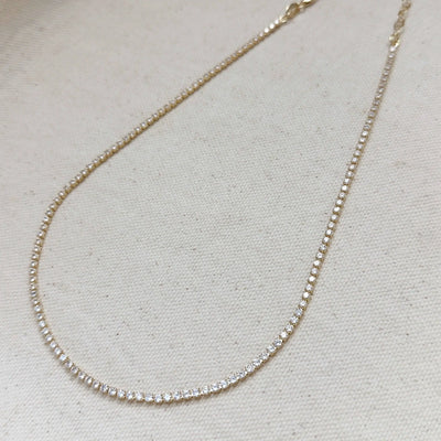 18k Gold Filled 2mm CZ Tennis Necklace GoldFi