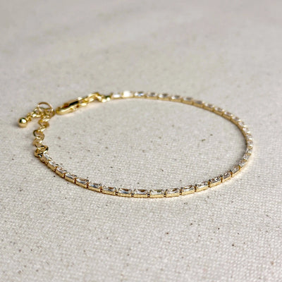 18k Gold Filled 1.5mm CZ Baguette Tennis Bracelet GoldFi