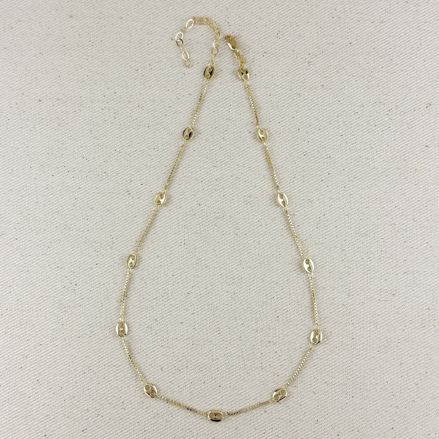 18k Gold Filled Fancy Box Chain Necklace