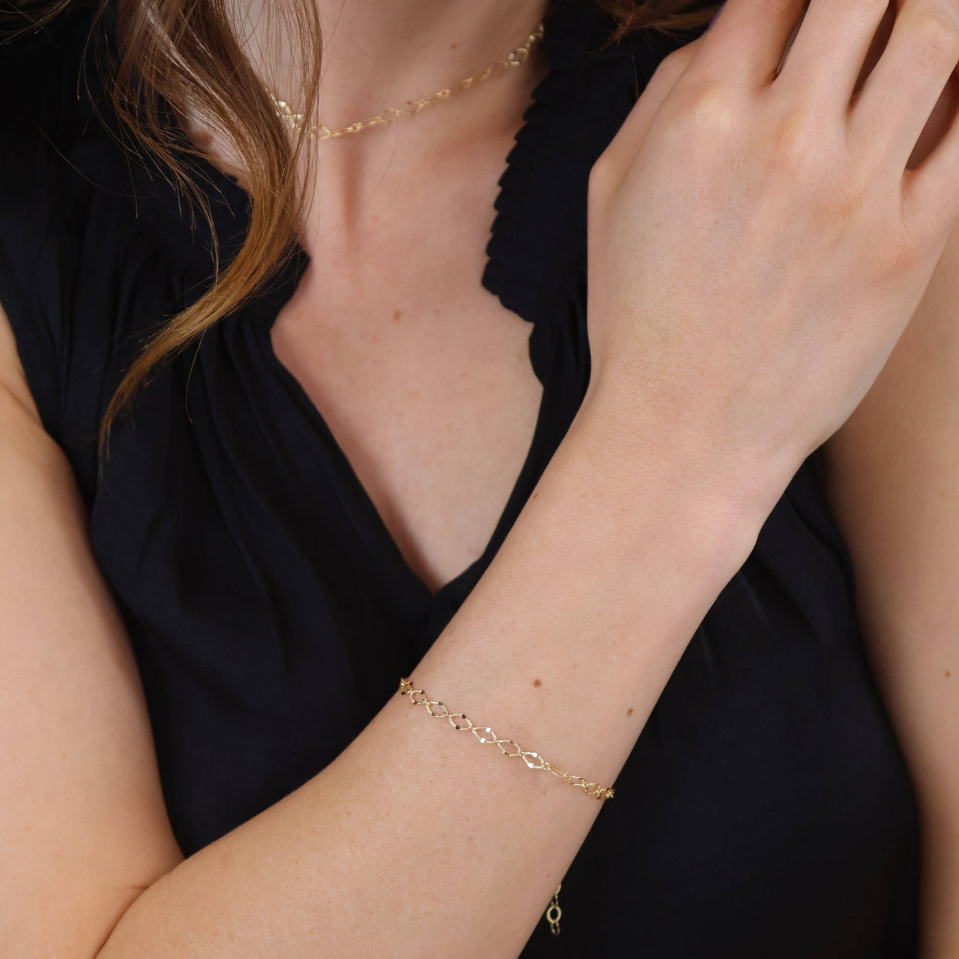 18k Gold Filled Diamond Cut Detailed Chain Necklace