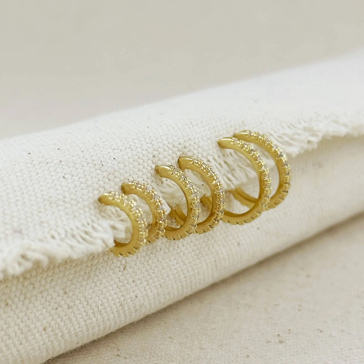 18k Gold Filled Thin Line Cubic Zirconia C Hoop Earrings GoldFi