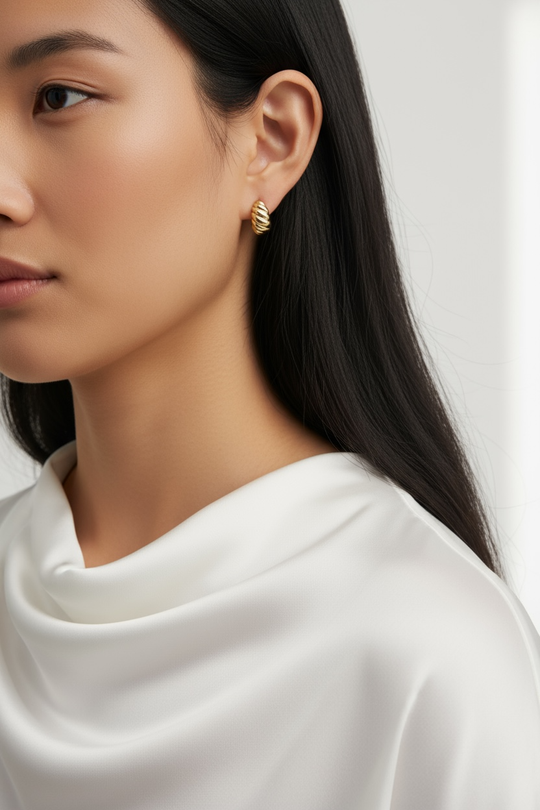 18k Gold Filled Croissant Stud Earrings - Beloved Boutique 