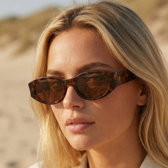 Slim Oval Rectangle Retro Frame Sunglasses - Beloved Boutique 