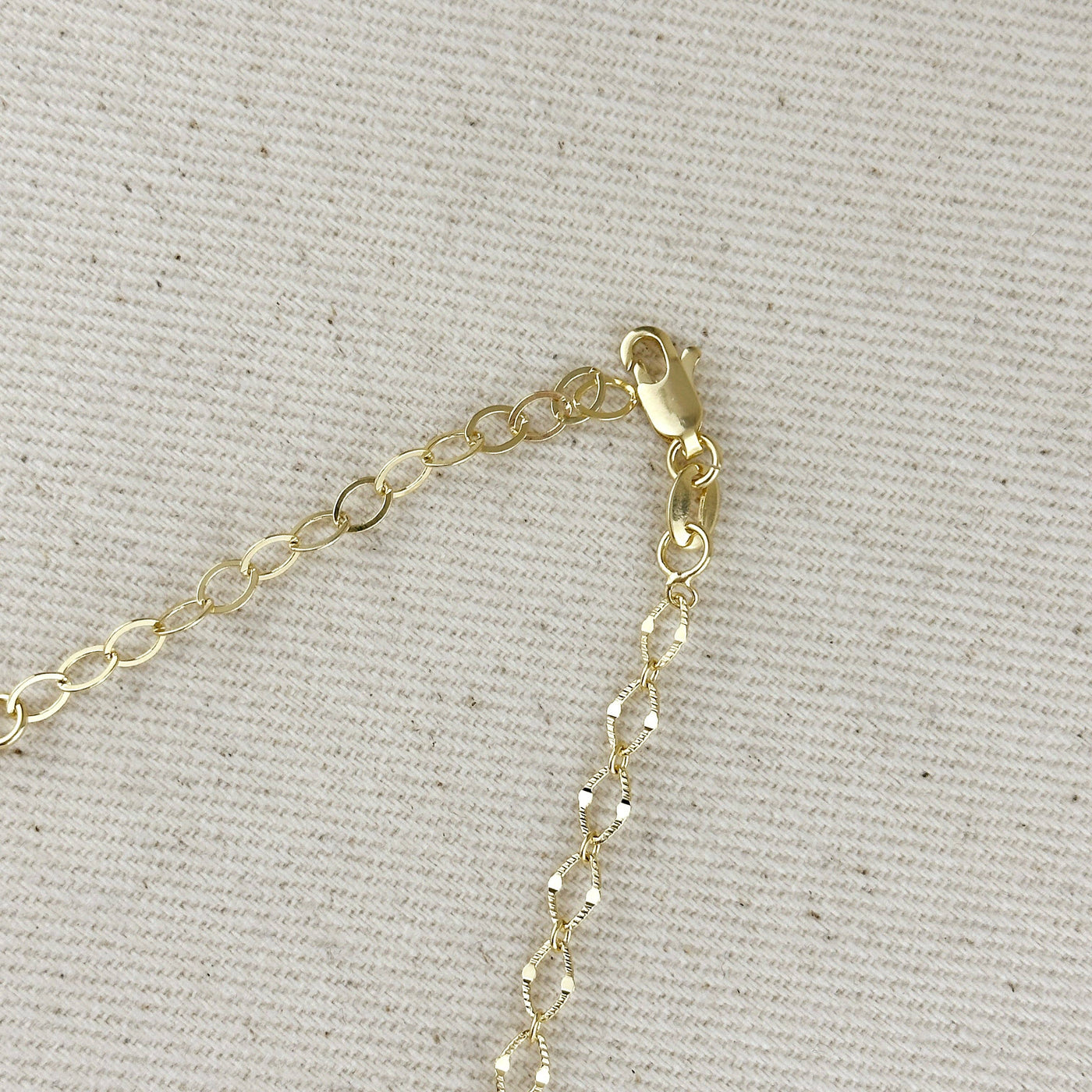 18k Gold Filled Diamond Cut Detailed Chain Necklace