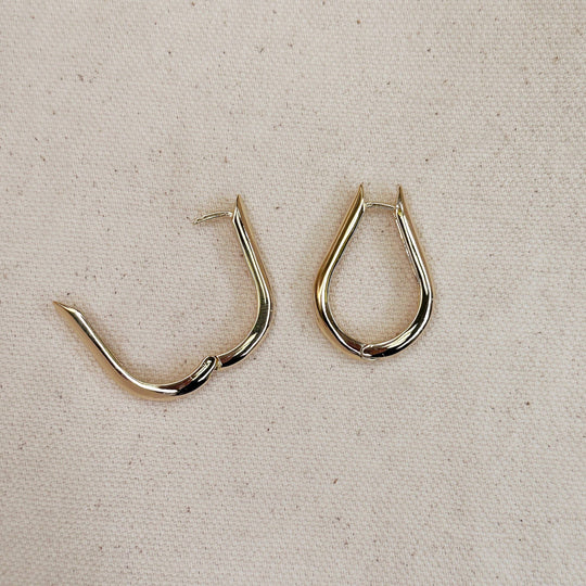 18k Gold Filled Teardrop Shaped Hoop Earrings